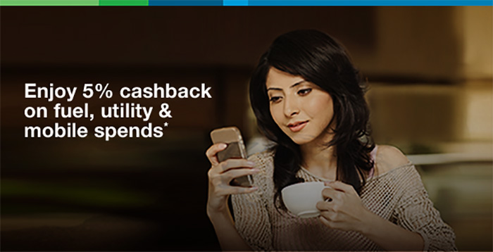 Enjoy 5% cashback on fuel, utility &  mobile spends*